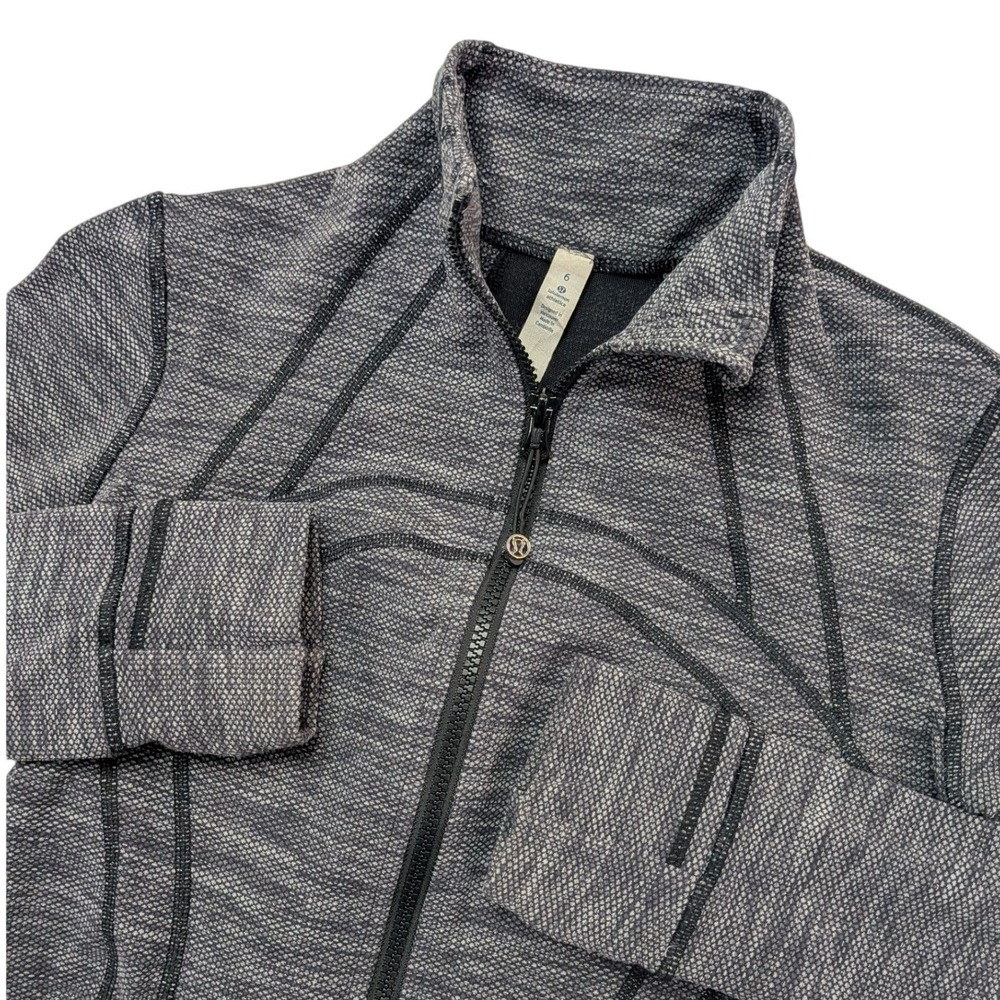 Lululemon Define Jacket Womens 6 Black White Space Dye Full Zip Thumbholes
